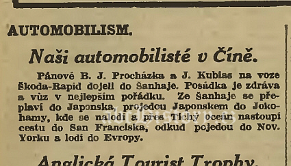 Procházka a Kubias, českoslovenští automobilisté v Číně